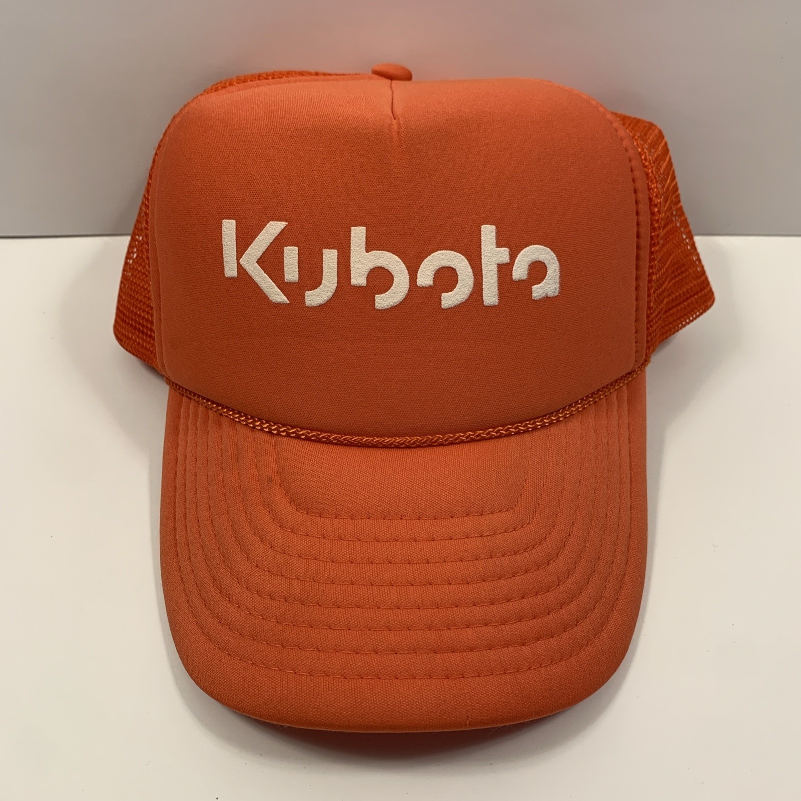Vintage Orange Trucker Hat Kubota Motor Vehicles Cap Mesh Tractors Equipment Guc